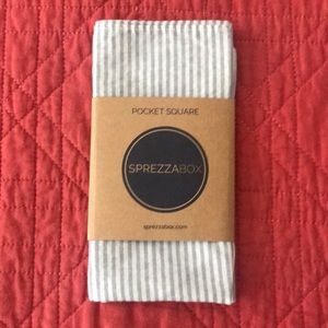 NEW GRAY OXFORD STRIPE POCKET SQUARE